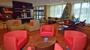 Inside the Courtyard by Marriott Hotel at Christmas. Photo by Mike Rhodes